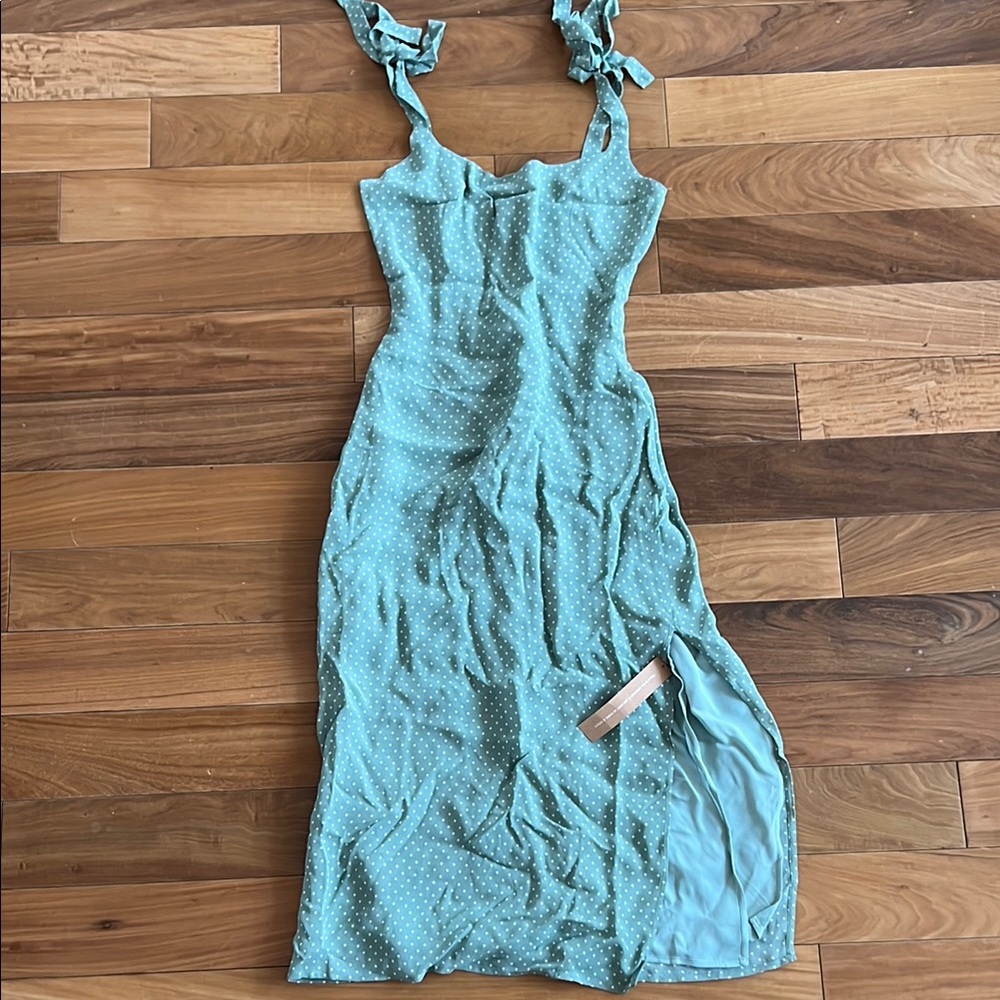 Reformation Besse Jade Polka Dot Dress(nwt)
